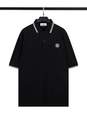 Stone Island Polo Shirt with Black and White Accents